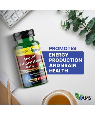 America Medic & Science Acetyl L-Carnitine 1000mg (60 Tablets) - Energy & Brain Health Supplement for Men & Women - Buy Online on GoSupps.com