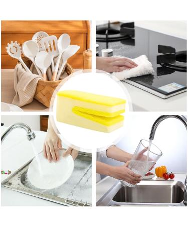 Fovolat Dish Sponges - U-Shaped Dish Scrubber Scouring Pad Non-Scratch Dish Wash Sponge Reusable Scrubbing Sponge for Kitchen Sink Bathroom Toilet Yellow - Buy Online on GoSupps.com