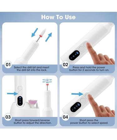 20000RPM Cordless Electric Nail Drill Kit | 78 Kits | Portable & Rechargeable | 3 Speeds | Acrylic & Gel Nails Care | White | Gift for Women - Buy Online on GoSupps.com