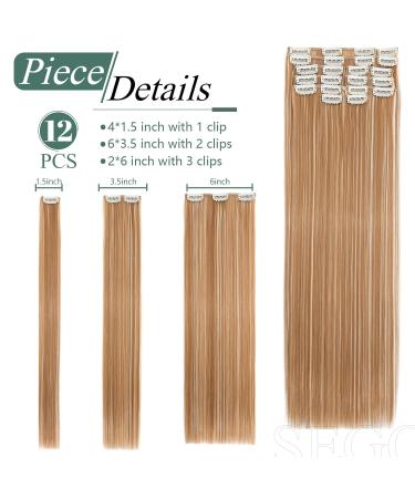 SEGO 12 PCS Clip-In Hair Extensions - Real Hair 22 Clips 55 cm 180g - Affordable Honey Blonde & Bleaching Blonde Full Head Set - Buy Online on GoSupps.com