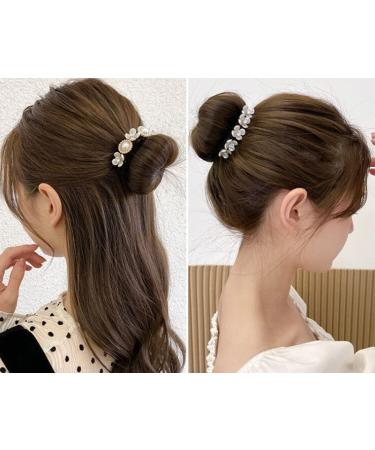 4PCS Women Magic Hair Bun Maker with Pearl and Flower - Hair Styling Tool - Buy Online on GoSupps.com