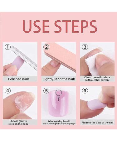 NICENEEDED Medium Length Nude Nails with Black French Tip Square Short Press on Nails Artificial Glossy False Nails with Nail Glue Stickers for Women Girls Daily Wear - Buy Online on GoSupps.com