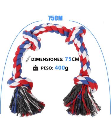 Viewlon Robust Dog Toy Rope - Interactive 75cm Chew Toy for Small/Medium Dogs | Durable 4 Knots | Aggressive Chewing & Dental Cleaning - Blue - Buy Online on GoSupps.com