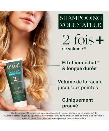 LUXEOL - Volumizing Shampoo - Doubles Hair Volume(1) - Immediate Effect(2) & Long Lasting(1) - Clinically Proven - Natural Origin Formula - Silver Linden & Vegetable Protein - 200 ml - Buy Online on GoSupps.com