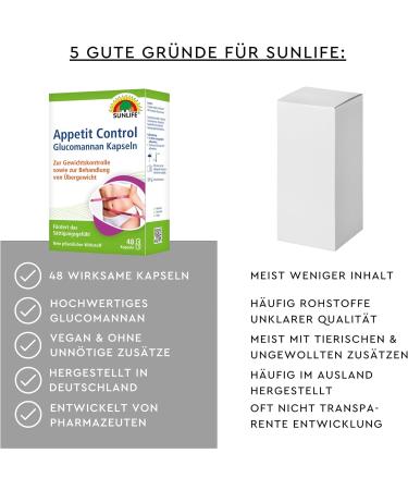 Buy Sunlife Appetit Control Capsules | 400mg Glucomannan | Appetite Suppressants | 48 Pieces | High-Quality Vegan Nutritional Supplements - Buy Online on GoSupps.com