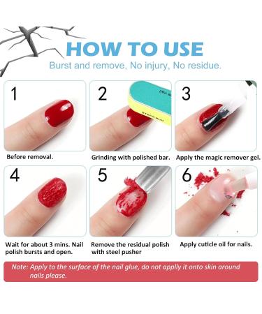 Professional Gel Nail Remover 2 Pack - Quick No Soak Polish Removal with Cuticle Oil Buffer & Pusher - Manicure Tools for Easy Home Use - Buy Online on GoSupps.com