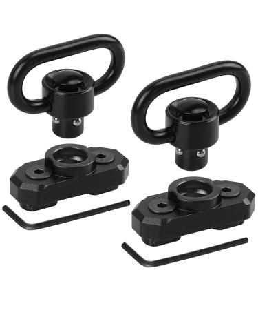 REERON 2 Point Sling & Mloc Sling Mount - Adjustable Extra Long Two Point Traditional Rifle Sling with 2 Pack 1.25" QD Sling Swivels Mounts for M Lock Rail System 2 Pack 360 Rotation Sling Mounts