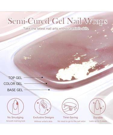 Semi Cured Gel Nail Strips - Nail Adhesive Wrap - Gold Glitter Semi Cured Nail Wraps - 20 Pcs Gel Nail Polish Strips Manicure Set Stickers with Nail File & Wooden Cuticle Stick (UV/LED Needed) glitter gold - Buy Online on GoSupps.com
