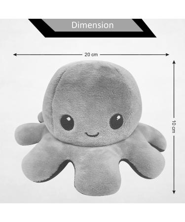 FASTEXX Octopus Reversible Plushie - Double-Sided Flip Mood Octopus - Sweet Gift for Kids and Family - Gray - Buy Online on GoSupps.com