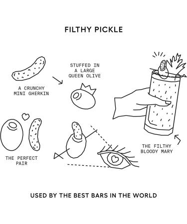 Filthy Pickle Stuffed Olives - Premium Cocktail Garnish - Non-GMO, Vegan & Gluten-Free - 8.5oz Jar (12 Olives) - Buy Online on GoSupps.com