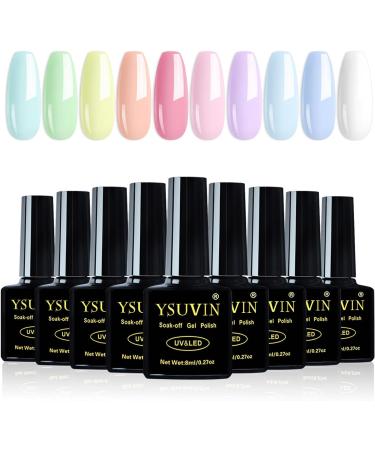 Yueshop 80ml Macaron Candy Pastel Gel Polish Set - 10 Colors UV/LED Soak Off Long Lasting Varnish for Manicure - Buy Online on GoSupps.com