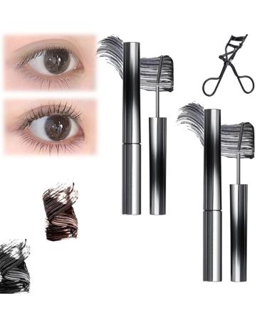 Jade Rosebury Iron Wand Mascara 3D Curling Eyelash Iron Mascara Black Washable Metal Mascara Waterproof Long Lasting Curl Brushless Metal Wand Mascara for Women Voluming Lash Extensions 2pcs-b