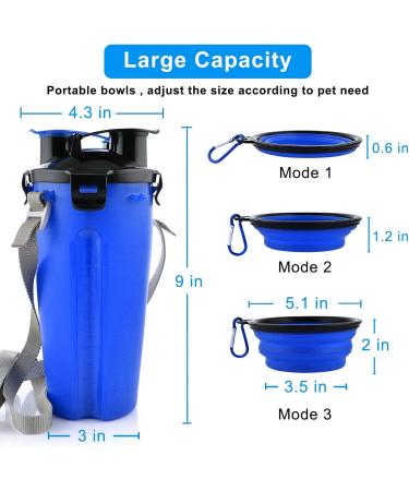 Moacc 800ml 2-in-1 Portable Water Bottle & Dog Bowl - Foldable Perfect for Camping Hiking & Training - Blue - Buy Online on GoSupps.com