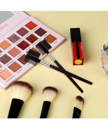 2Pcs Eyebrow Brush & Eyelash Comb Set - Ultimate Tool for Mascara Clumps Brow Grooming & Lash Separation - Black Eyebrow Makeup Brushes - Buy Online on GoSupps.com