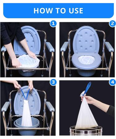 KAREMAXX Commode Liners Disposable 100 Pack - Leak Proof Portable Toilet Bags for Adults - Strong Drawstring, Clean & Hygienic Experience - No Absorbent Pads - Universal Fit - Buy Online on GoSupps.com