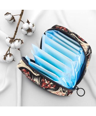 Rosen Sugar Skull Menstrual Pad Bag | Stylish Sanitary Napkin Storage for Teens & Women | Zipper Pocket for Menstrual Cups - Buy Online on GoSupps.com