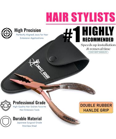 Pro Hair Extension Tools Mini 3 Holes Silicone Micro Beads & Nano Rings Hair Extensions Opener & Remover Pliers Hair Tinsel Feathers Fitting Plier Micro Bead Crimping Plier (Rose Gold Titanium Coated) - Buy Online on GoSupps.com