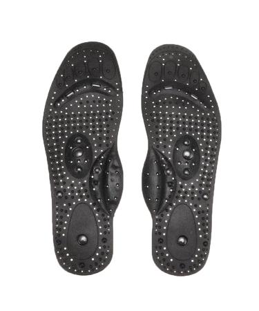 Acupressure Magnetic Shoe Insoles Foot Massage Shoe-Pad Foot Therapy Reflexology Pain Relief Shoe Inserts Black (Black  Female)
