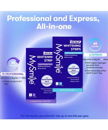 MySmile Teeth Whitening Strips Hydroxyapatite-Infuse White Strips Non-Sensitive Teeth Whitening with Soothing Natural Ingredients Enamel-Safe Residue-Free Non-Slip 21 Treatments Kit 42 Count (Pack of 1) - Buy Online on GoSupps.com