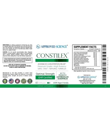 Approved Science Constilex: Rapid Constipation Relief & Gut Support - Promotes Healthy Bacteria & Intestinal Flora - 3 Bottles - Buy Online on GoSupps.com