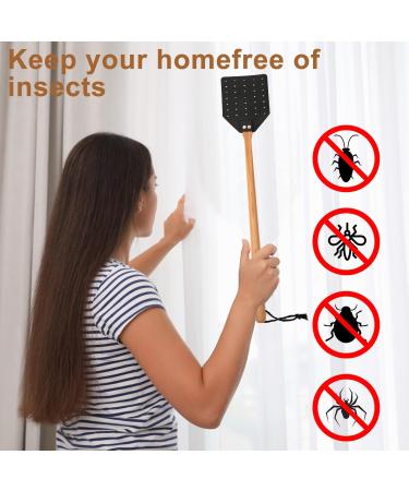 Peutier 2Stk Leather Fly Swatter - 49.5cm Durable Wooden Handle for Indoor & Outdoor Use | Black & Brown - Buy Online on GoSupps.com