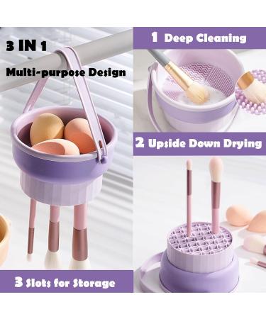 3 in 1 Makeup Brush Cleaner Mat & Bowl | Silicone Brush Drying Holder & Organizer - Ultimate Cleaning Tool for Cosmetics - Buy Online on GoSupps.com