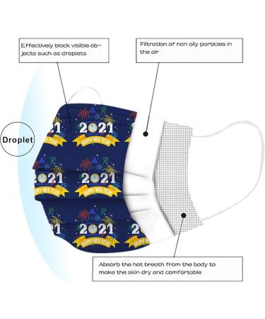 BEUU 40PCS Adult Outdoor Gear 2021 Happy New Year Disposable 3-Ply Disposable Face Mack Face Covering Bandana for Outdoor - Buy Online on GoSupps.com