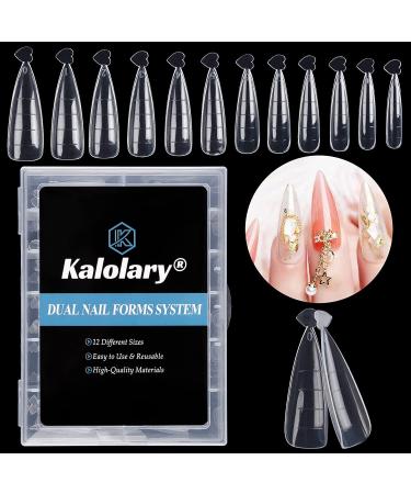 Kalolary 120Pcs clear dual nail system form MOOLD ACYLL stiletto nail extension tips nail art manicure tools 12 sizes with scale - Buy Online on GoSupps.com