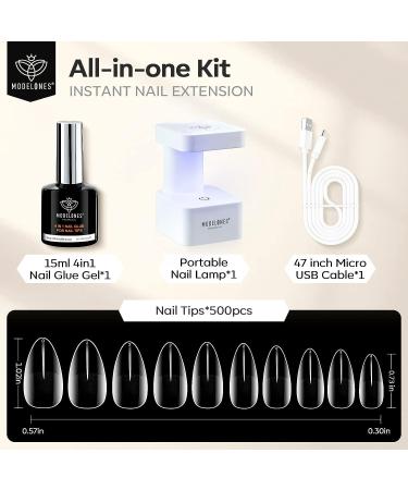 Modelones Nail Tips and Glue Gel Kit with Nail Lamp - 4 in 1 Upgraded Gel x Nail Kit for Fast Nail Extensions | Valentine's Gift for Women - Buy Online on GoSupps.com