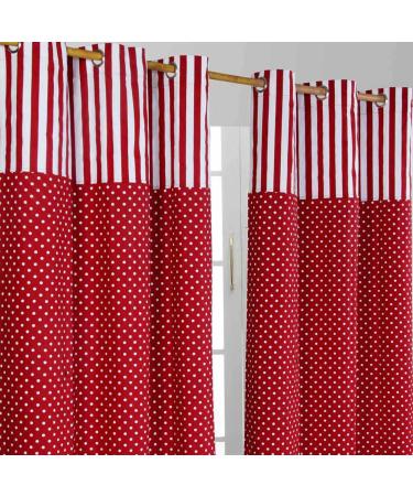 Homescapes children's curtain girls children's room eyelet curtain Dekoshab polka dots 2er set red white 117 x 137 cm (width x length per curtain) 100% pure cotton