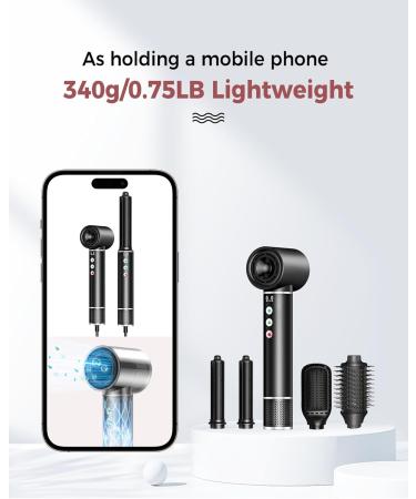 Airstyler 5 in 1: Powerful 110 000 RPM Hair Dryer Ionic Hair Styler Curling Rod & Smoothing Brush | Lightweight & Quiet | International Shipping Available - Buy Online on GoSupps.com