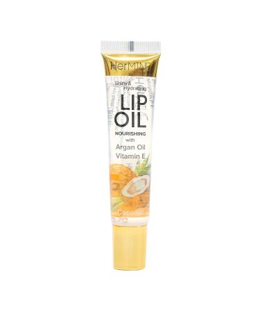 HerMINE Nourishing Lip Oil with Argan Oil & Vitamin E Clear Long Lasting Hydrating Lip Moisturizing Gel 15g / 0.52oz (Coconut)