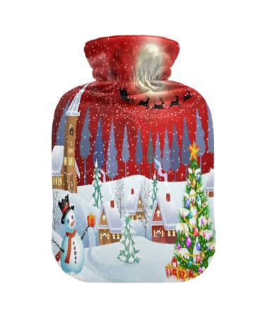 Christmas tree snowman heat bottle with cover heat bottles for pain relief water heating cushions feet and bed warmers for heat and cold therapy 1l