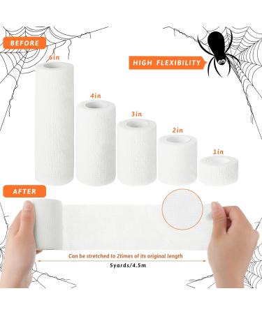 Lothee 10 Rolls Halloween Mummy Bandage Wrap - 50 Yards Self-Adhesive Cosplay Gauze 5 Sizes for Zombie Costumes - Buy Online on GoSupps.com