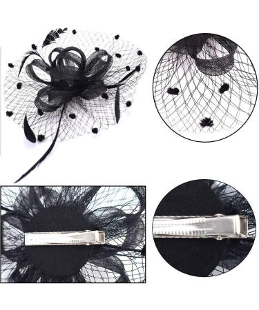 Elegant Black Feather Mesh Hat Clip | INTVN Ladies Wedding Cocktail Headband - Buy Online on GoSupps.com