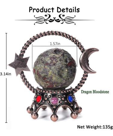 JOVIVI Dragon Blood Jasper Crystal Ball with Bronze Star Moon Stand - Healing Gemstone for Wicca, Feng Shui & Meditation - Buy Online on GoSupps.com