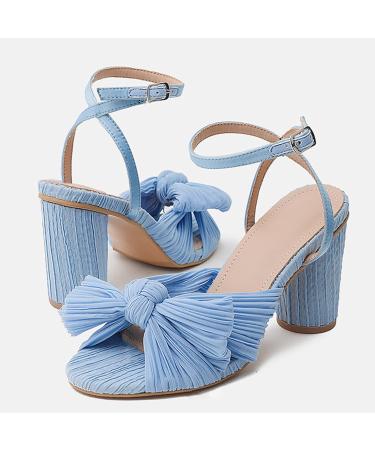 XTZYGLFD Women s Summer Thick Heel Sandals - High Heel Bow Design Large Size Available Blue 5 UK - Perfect for Comfort & Style - Buy Online on GoSupps.com