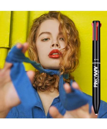 Jimtuze 4in1 Lip Liner Lip Liner Pressed 4 Colors in 1 Lip Contour Pen Waterproof Lip Liner Pen for Daily Makeup Gift for Women Red bean paste + tomato + aunt + fire orange - Buy Online on GoSupps.com