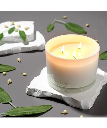 Luxury White Tea & Sage Scented Candles | Large 3 Wick Soy Aromatherapy Candle | Perfect Wedding & Birthday Gifts for Men Women & Moms | Stress Relief Home Decor - Buy Online on GoSupps.com
