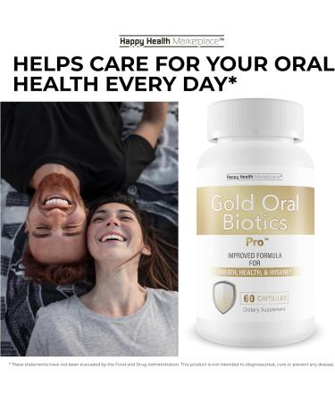 Gold Oral Biotics Pro - Our Best Oral Health Probiotics and Prebiotics - Advanced Oral Probiotics for Mouth Bad Breath - 11 Strain 40 Billion CFU Probiotic Capsules - Tooth and Gum Dental Probiotic - Buy Online on GoSupps.com