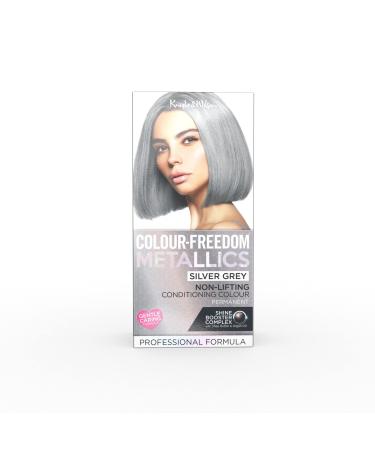 Colour Freedom Metallic Permanent Silver Grey Conditioning Hair Dye. Infused with Shea Butter and Argan Oil for Ultra Glossy Conditioned Hair. 100% grey coverage. By Knight & Wilson. Silver Grey 1 Count (Pack of 1)