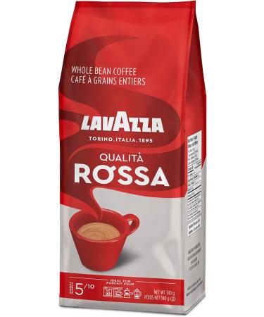 Lavazza Qualita Rossa Whole Bean Coffee Blend Medium Roast Authentic Italian Blended and Roasted in Italy Chocolate notes Full Body and Intense Aromas 340g bag - Buy Online on GoSupps.com