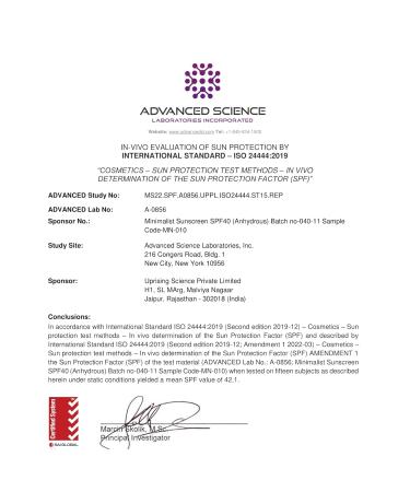 Buy Minimalist SPF 40 Sunscreen Gel - Water Resistant No White Cast Ultra Light | PA+++ with Tomato Extract & Squalane | For All Skin Types - 50 gm - Buy Online on GoSupps.com