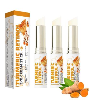 Turmeric Retinol Eye Cream Stick, Moisturizing Eye Cream, Anti-Aging Under Eye Cream for Dark Circles, Puffiness, Eye Bags (3pcs)