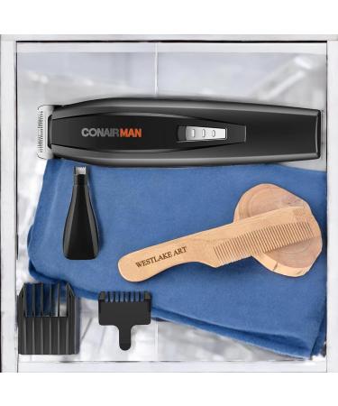 Conair Man Beard Trimmer for Men | Grooming Kit with Wooden Comb & Nose Hair Trimmer | Battery Operated Easy Maintenance - Buy Online on GoSupps.com