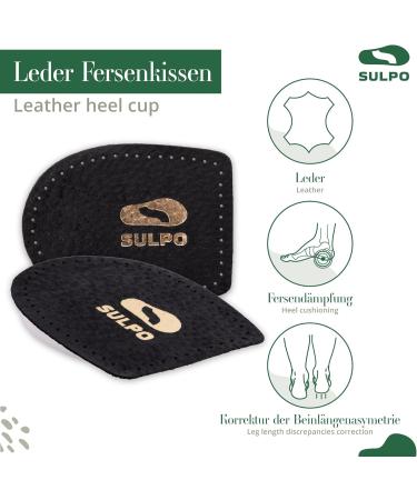 SULPO Leather Heel Cushions with Latex Foam - 2 Pairs - Black - Size 35-46 (35-41) | Comfort & Support for All-Day Wear - Buy Online on GoSupps.com