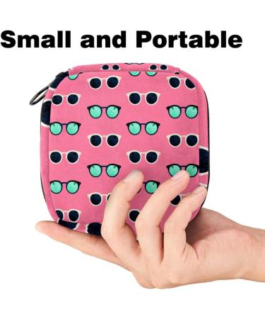 Summer Pink Glasses Sanitary Napkins & Menstrual Cup Pocket Bag - Multicolored Storage for Girls & Women - Buy Online on GoSupps.com