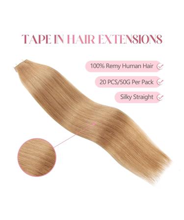 Sixstar Hair Tape-In Extensions | 20 Pieces 50g 16 Inch #27 Honey Blond Remy Hair | Premium Quality 40 cm Tape-On Extensions - Buy Online on GoSupps.com