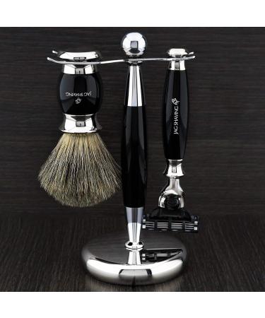 JAGSHAVING Handmade Razor Brush - Frosted Synthetic Resin & Metal - Perfect for Every Razor - Premium Grooming from England - Buy Online on GoSupps.com