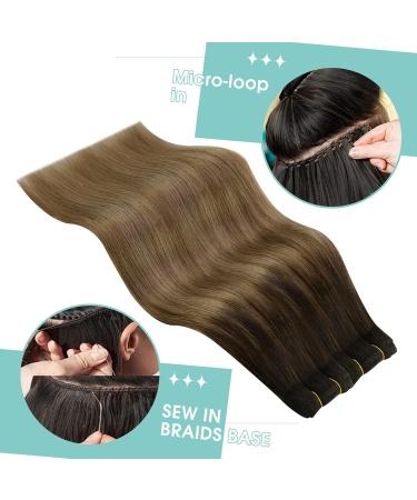 Youngsee Tressen Real Hair Balayage Weaving Extensions - 45cm Double Tresse #4/10/16 for Natural Brown Blonde Styles 100g Invisible Hairpin - Buy Online on GoSupps.com